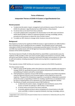 Independent Review of COVID-19 Clusters in Aged Residential Care