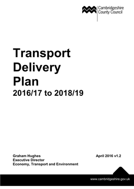 Transport Delivery Plan 2016/17 to 2018/19