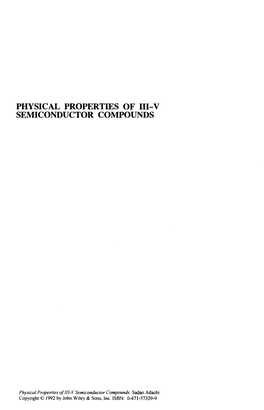 Physical Properties of Iii-V Semiconductor Compounds