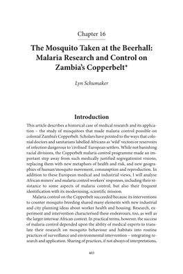 Malaria Research and Control on Zambia's Copperbelt