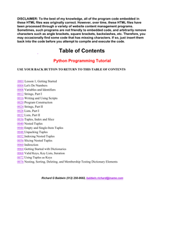 Python Programming Tutorial, by Richard G Baldwin