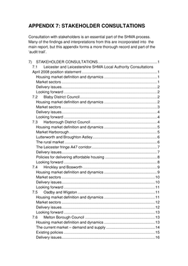 Appendix 7: Stakeholder Consultations