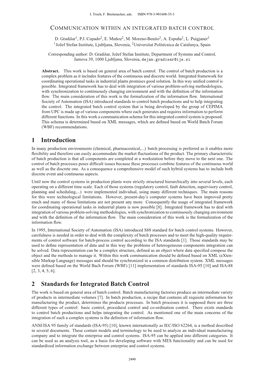 Communication Within an Integrated Batch Control