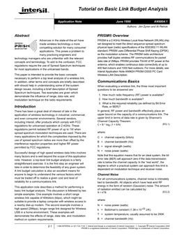 Intersil Tutorial on Basic Link Budget Analysis, by Jim Zyren and Al Petrick