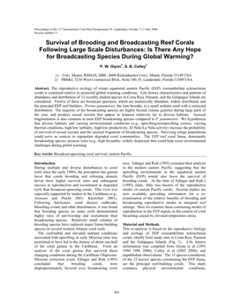 Survival of Brooding and Broadcasting Reef Corals Following Large Scale Disturbances: Is There Any Hope for Broadcasting Species During Global Warming?