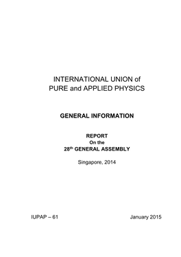 INTERNATIONAL UNION of PURE and APPLIED PHYSICS