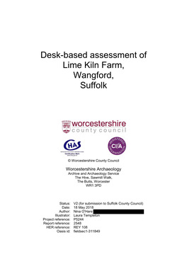 Desk-Based Assessment of Lime Kiln Farm, Wangford, Suffolk