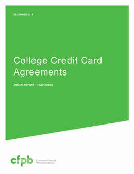 College Credit Card Agreements ANNUAL REPORT to CONGRESS