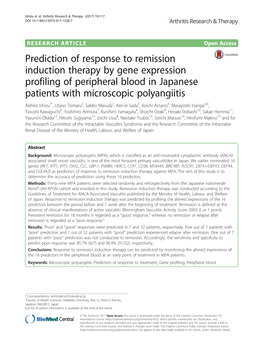 Prediction of Response to Remission Induction Therapy by Gene