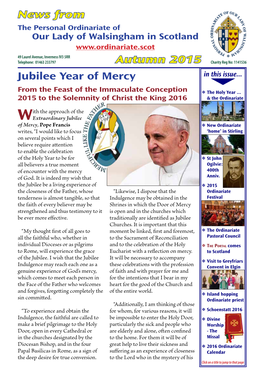 News from Jubilee Year of Mercy Autumn 2015