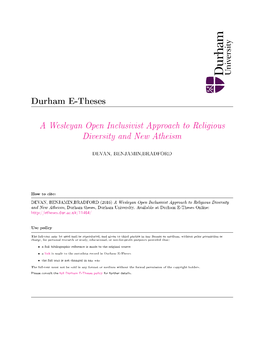 A Wesleyan Open Inclusivist Approach to Religious Diversity and New Atheism