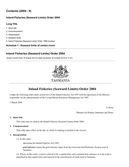 Inland Fisheries (Seaward Limits) Order 2004
