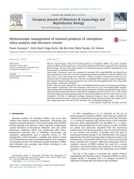 Hysteroscopic Management of Retained Products of Conception