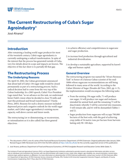 The Current Restructuring of Cuba's Sugar Agroindustry1