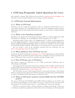 1 Gnustep Frequently Asked Questions for Users