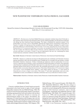 New Pleistocene Vertebrate Fauna from El Salvador