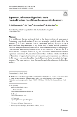 Supremum, Infimum and Hyperlimits in the Non-Archimedean Ring Of