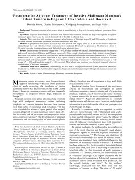 Postoperative Adjuvant Treatment of Invasive Malignant Mammary Gland Tumors in Dogs with Doxorubicin and Docetaxel