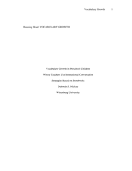 Vocabulary Growth in Preschool Children Whose Teachers Use Instructional