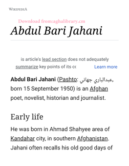 Abdul Bari Jahani