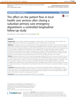 The Effect on the Patient Flow in Local Health Care Services After