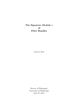 The Signature Modulo 8 of Fibre Bundles