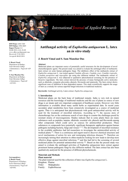 Antifungal Activity of Euphorbia Antiquorum L. Latex an in Vitro Study