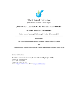 Joint Parallel Report to the United Nations Human