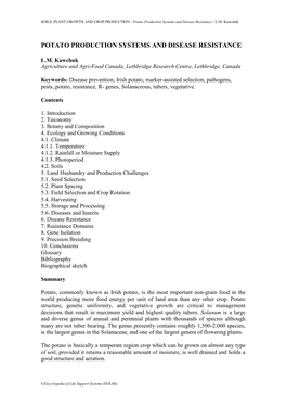 Potato Production Systems and Disease Resistance - L.M