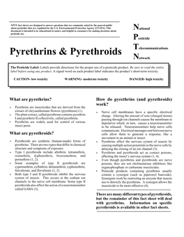 NPTN Fact Sheet on Pyrethrins & Pyrethroids