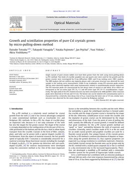 Growth and Scintillation Properties of Pure Csi Crystals Grown by Micro-Pulling-Down Method