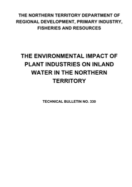 The Environmental Impact of Plant Industries on Inland Water in the NT