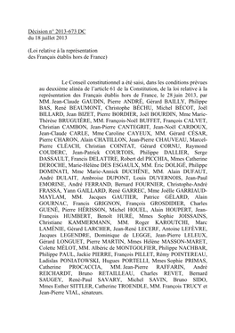 Décision N° 2013-673 DC Du 18 Juillet 2013