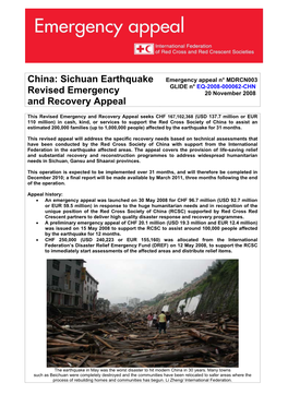 Sichuan Earthquake Revised Emergency and Recovery