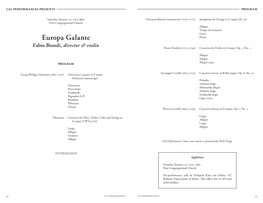 Europa Galante Presto Fabio Biondi, Director & Violin Pietro Nardini (1722–1793) Concerto for Violin in a Major, Op