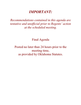 OU Regents Official Agenda