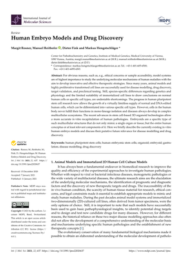 Human Embryo Models and Drug Discovery