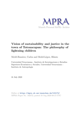 Vision of Sustainability and Justice in the Town of Totonacapan: the Philosophy of Lightning Children