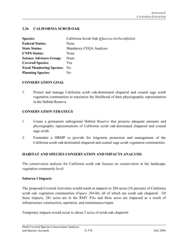 2.26 CALIFORNIA SCRUB OAK Species