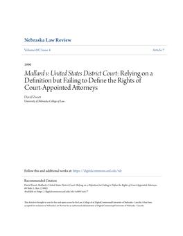 Mallard V. United States District Court