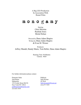 MONOGAMY Final Press Notes 4.29