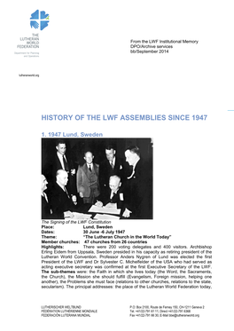 History of the Lwf Assemblies Since 1947