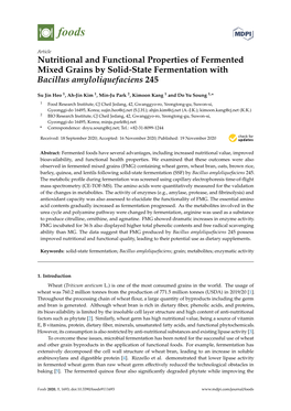 Nutritional and Functional Properties of Fermented Mixed Grains by Solid-State Fermentation with Bacillus Amyloliquefaciens 245