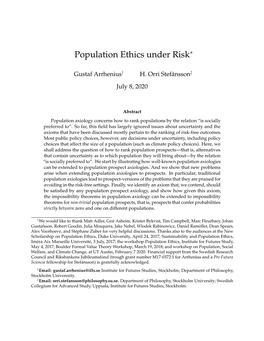 Population Ethics Under Risk∗