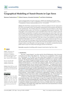 Geographical Modelling of Transit Deserts in Cape Town