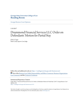 Drummond Financial Services LLC Order on Defendants' Motion for Partial Stay John J