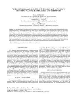 Pre-Holocene Island Geology of the Caicos and Mayaguana (Bahamas) Platforms: Similarities and Differences