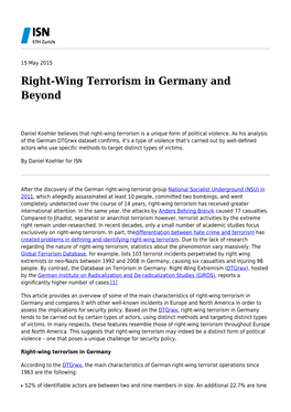 Right-Wing Terrorism in Germany and Beyond