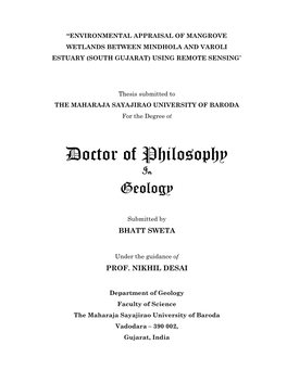 Doctor of Philosophy in Geology