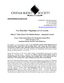 49Th CAS Award WINNERS